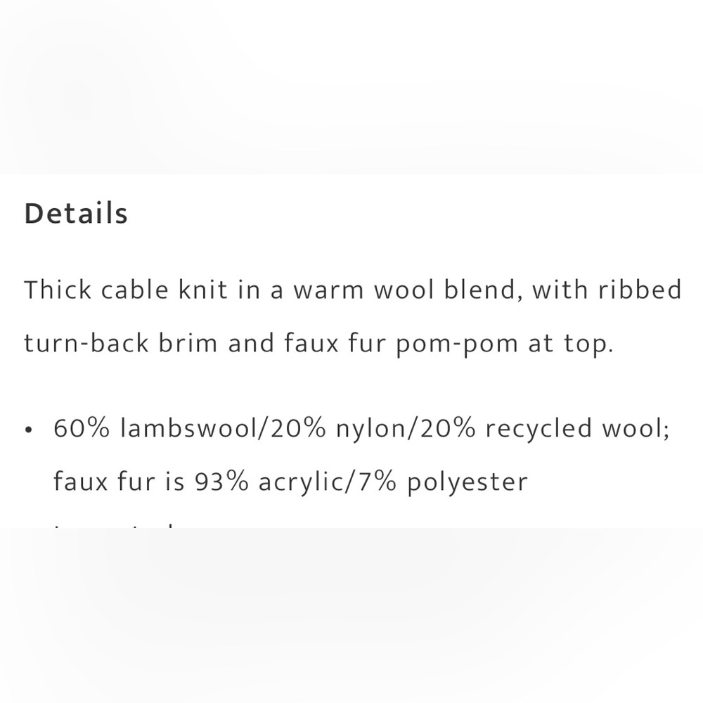 New Pendleton Cable Knit Lambswool Beanie With Fa… - image 2